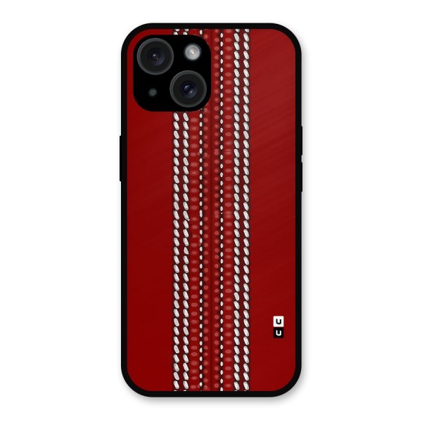 Cricket Ball Pattern Metal Back Case for iPhone 15