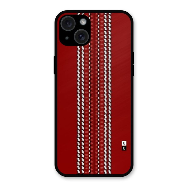 Cricket Ball Pattern Metal Back Case for iPhone 15 Plus