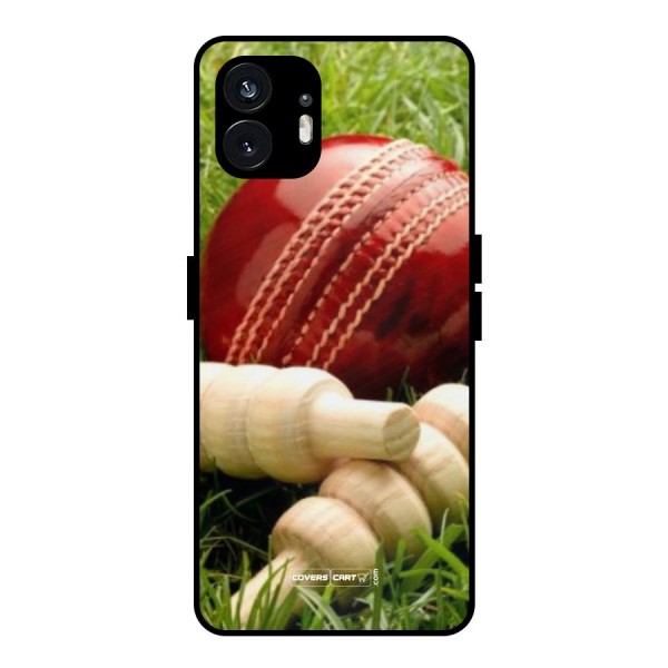 Cricket Ball and Stumps Metal Back Case for Nothing Phone 2