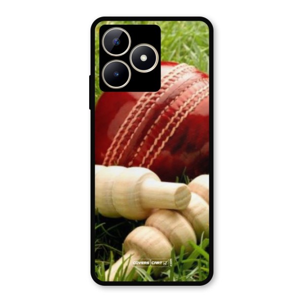 Cricket Ball and Stumps Metal Back Case for Realme C53