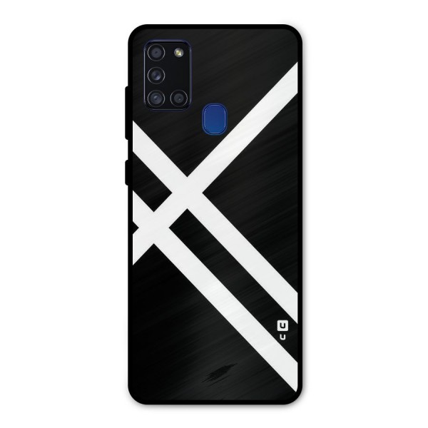 CrissCross Lines Metal Back Case for Galaxy A21s