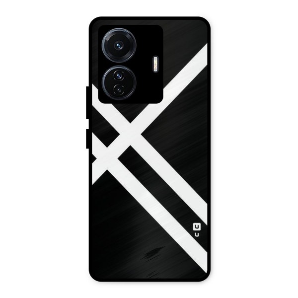 CrissCross Lines Metal Back Case for iQOO Z6