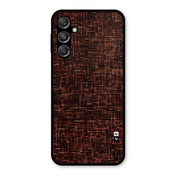 Criss Cross Brownred Pattern Metal Back Case for Galaxy M34 5G