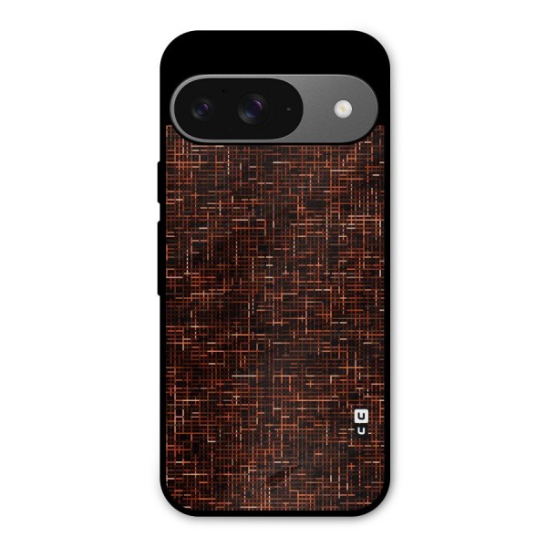 Criss Cross Brownred Pattern Metal Back Case for Google Pixel 9