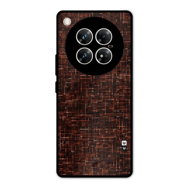 Criss Cross Brownred Pattern Metal Back Case for Infinix Zero 40 5G