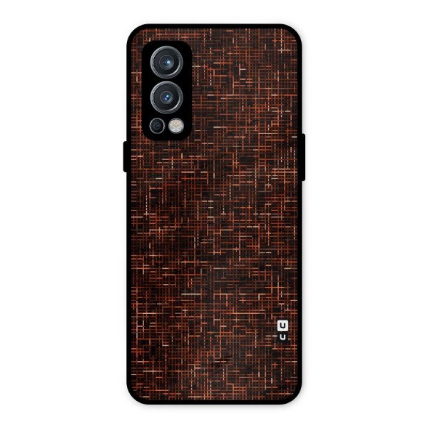 Criss Cross Brownred Pattern Metal Back Case for OnePlus Nord 2 5G