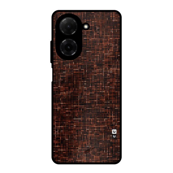 Criss Cross Brownred Pattern Metal Back Case for Poco C71