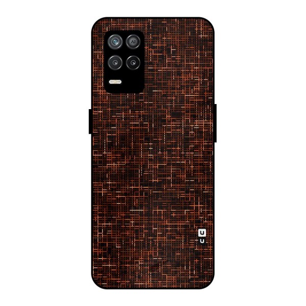 Criss Cross Brownred Pattern Metal Back Case for Realme 9 5G