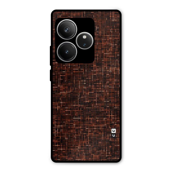 Criss Cross Brownred Pattern Metal Back Case for Realme GT 6