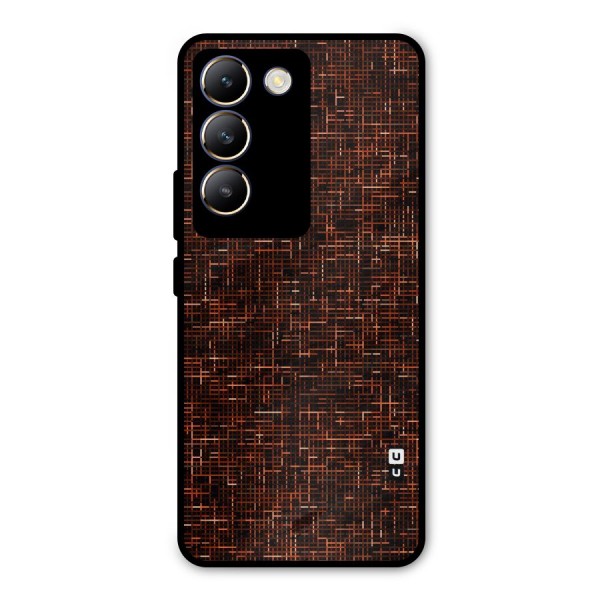Criss Cross Brownred Pattern Metal Back Case for Vivo Y200e