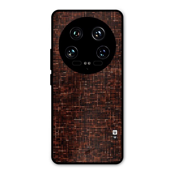 Criss Cross Brownred Pattern Metal Back Case for Xiaomi 14 Ultra