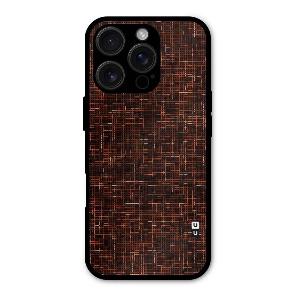 Criss Cross Brownred Pattern Metal Back Case for iPhone 16 Pro