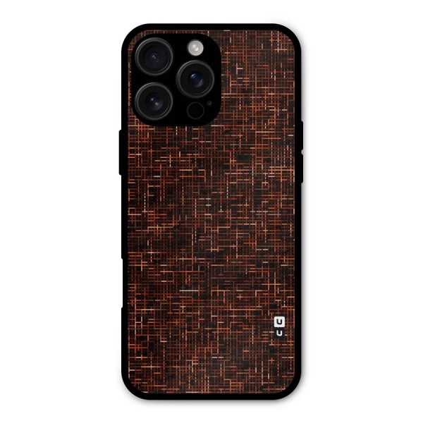 Criss Cross Brownred Pattern Metal Back Case for iPhone 16 Pro Max