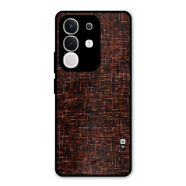 Criss Cross Brownred Pattern Metal Back Case for iQOO Z10x