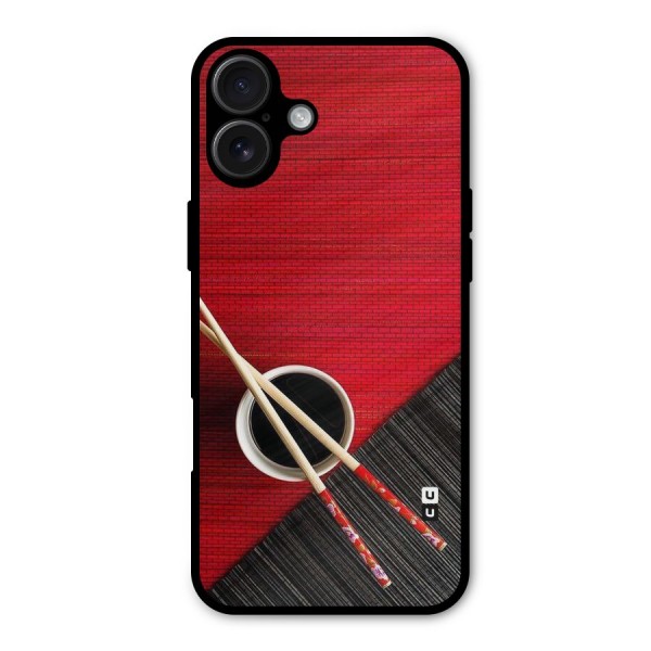 Cup Chopsticks Metal Back Case for iPhone 16 Plus