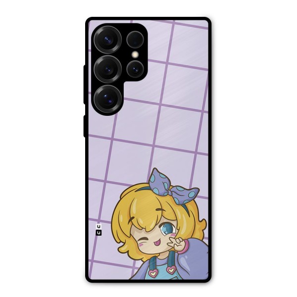 Cute Anime Illustration Metal Back Case for Galaxy S25 Ultra