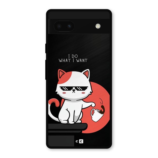 Cute Attitude Cat Metal Back Case for Google Pixel 6a