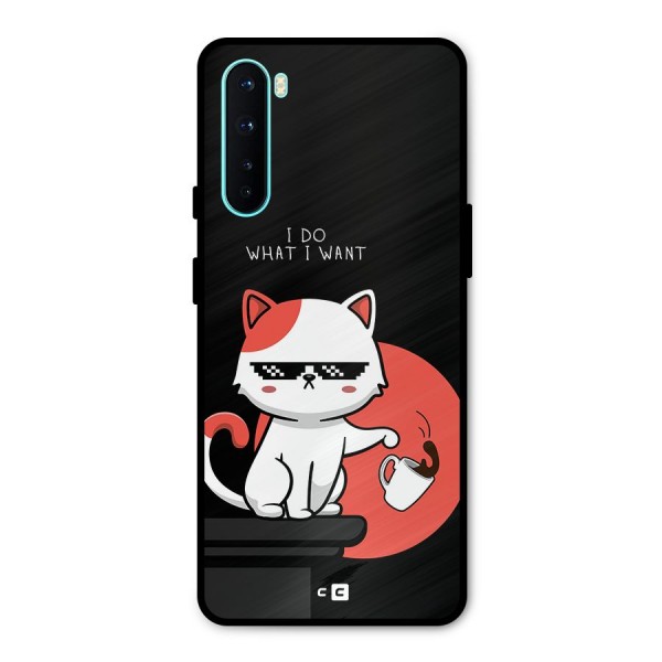 Cute Attitude Cat Metal Back Case for OnePlus Nord