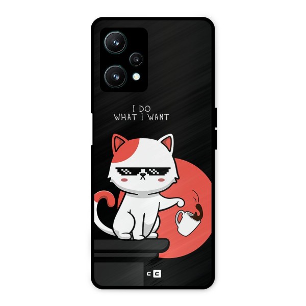 Cute Attitude Cat Metal Back Case for Realme 9 Pro 5G