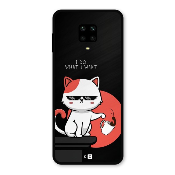 Cute Attitude Cat Metal Back Case for Redmi Note 9 Pro Max