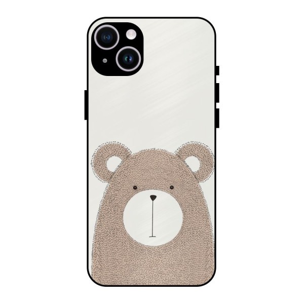 Cute Bear Metal Back Case for iPhone 14 Plus