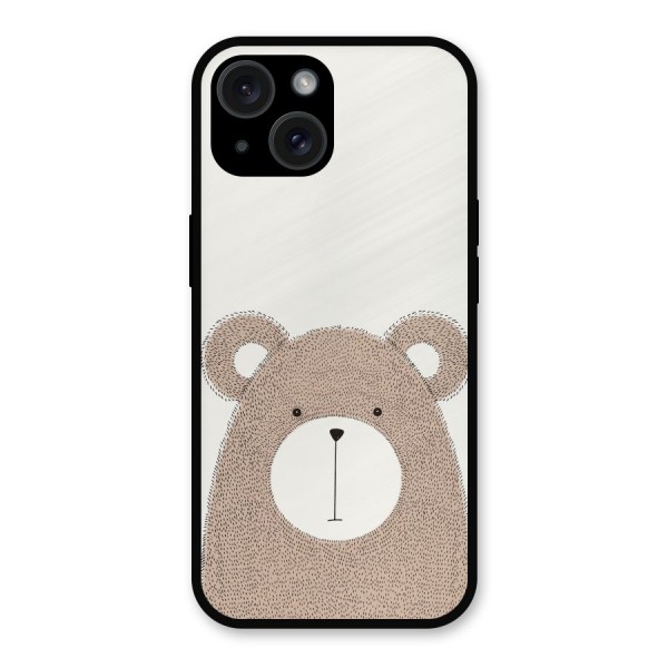 Cute Bear Metal Back Case for iPhone 15