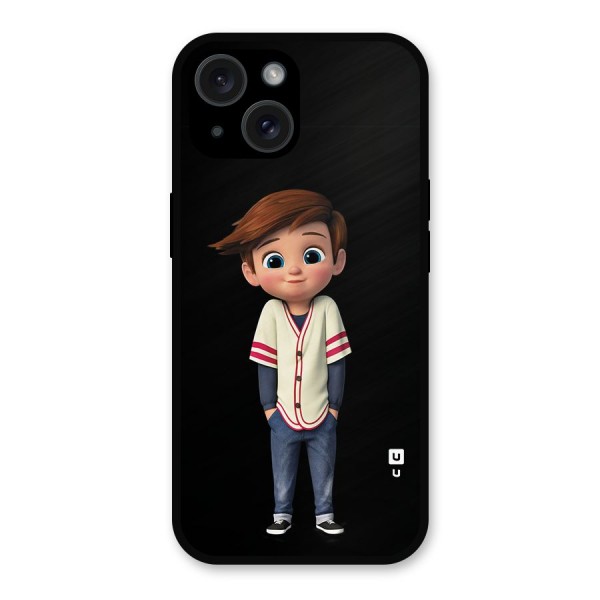Cute Boy Tim Metal Back Case for iPhone 15