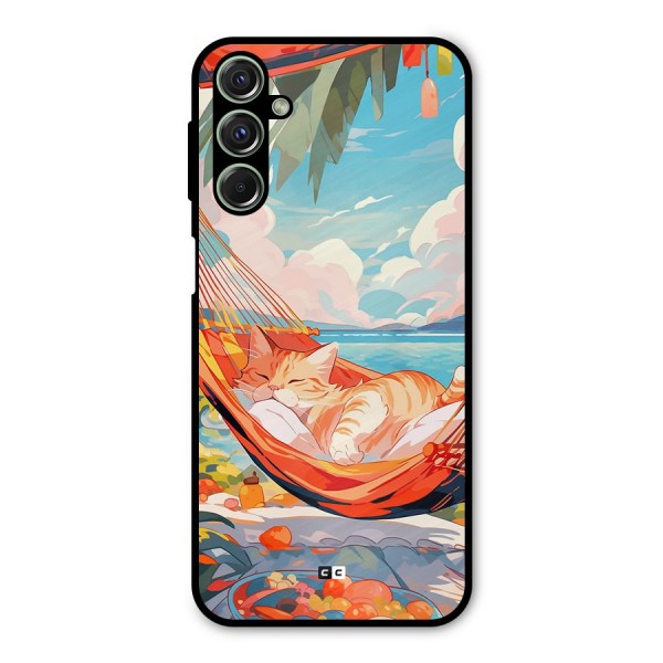 Cute Cat On Beach Metal Back Case for Galaxy F34