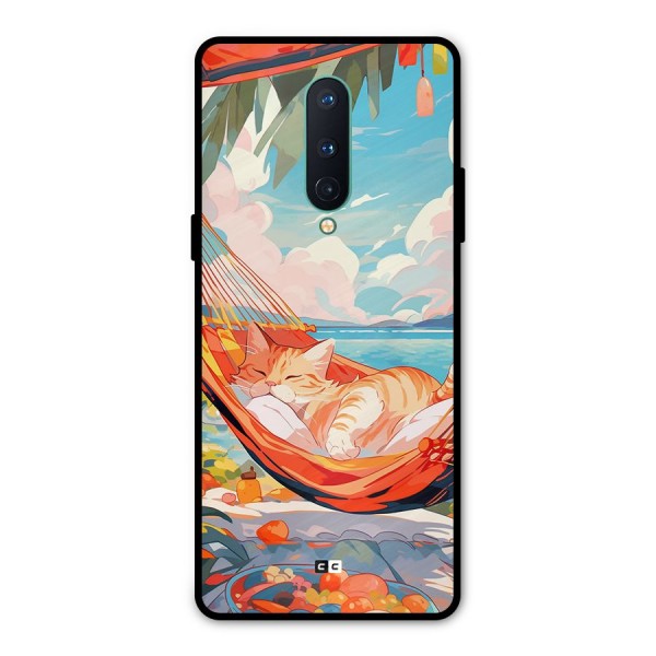 Cute Cat On Beach Metal Back Case for OnePlus 8