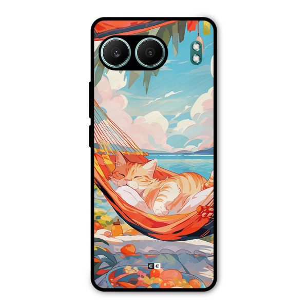 Cute Cat On Beach Metal Back Case for OnePlus Nord 4