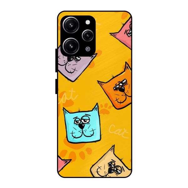 Cute Cat Pattern Glass Back Case for Redmi 12 4G