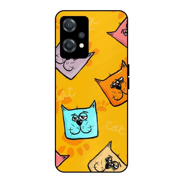 Cute Cat Pattern Metal Back Case for OnePlus Nord CE 2 Lite 5G