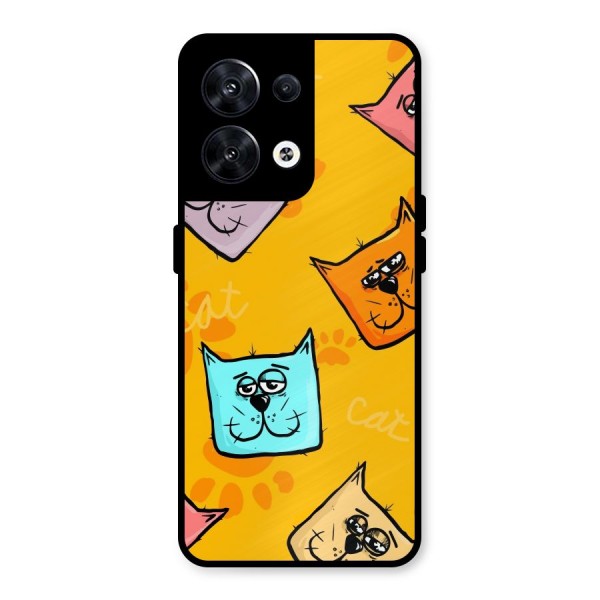 Cute Cat Pattern Metal Back Case for Oppo Reno8 5G
