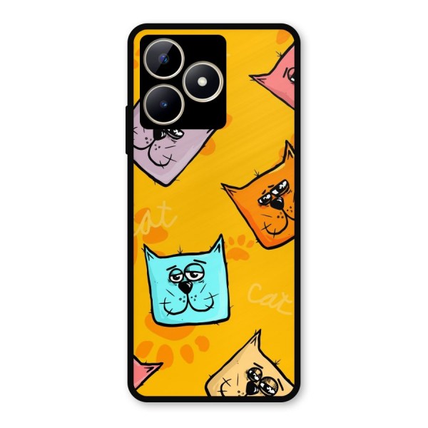 Cute Cat Pattern Metal Back Case for Realme C53