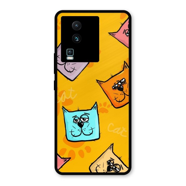 Cute Cat Pattern Metal Back Case for iQOO Neo 7 Pro