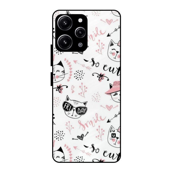 Cute Cat Swag Glass Back Case for Redmi 12 4G