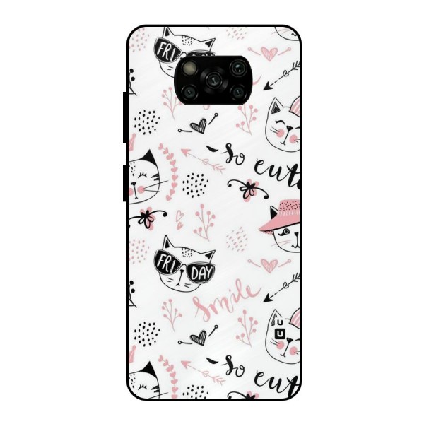 Cute Cat Swag Metal Back Case for Poco X3