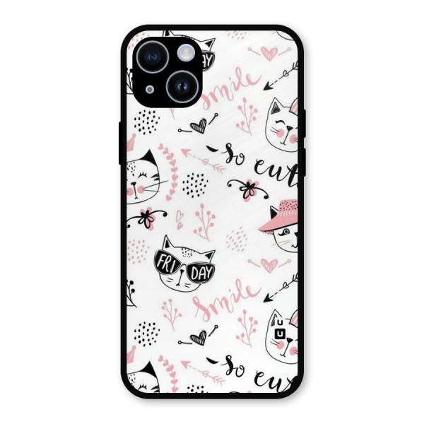 Cute Cat Swag Metal Back Case for iPhone 14