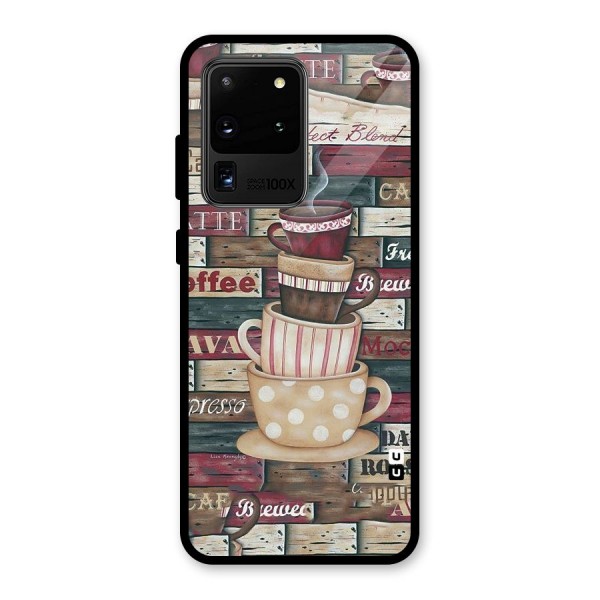 Cute Coffee Cups Glass Back Case for Galaxy S20 Ultra