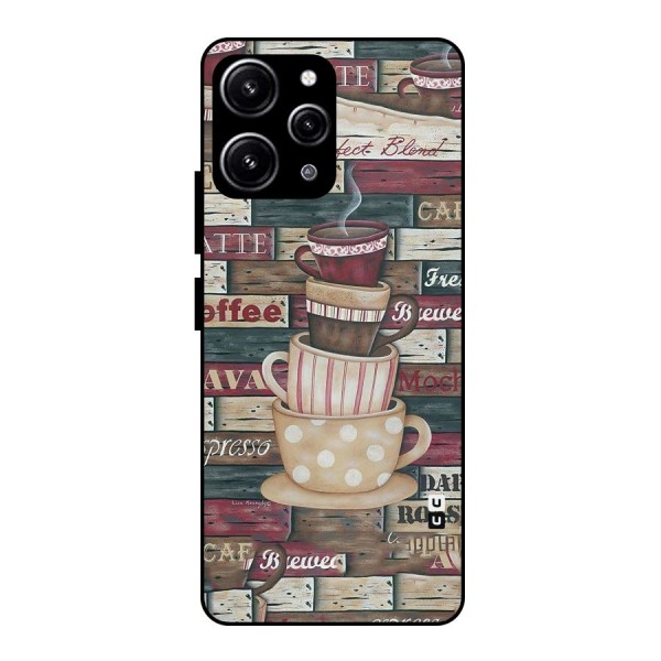 Cute Coffee Cups Glass Back Case for Redmi 12 4G