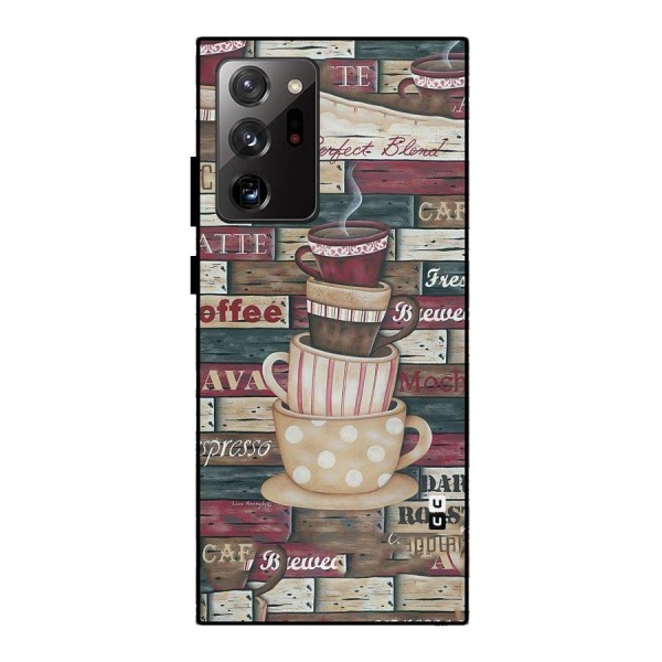 Cute Coffee Cups Metal Back Case for Galaxy Note 20 Ultra 5G