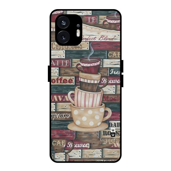 Cute Coffee Cups Metal Back Case for Nothing Phone 2