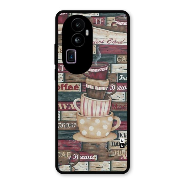 Cute Coffee Cups Metal Back Case for Oppo Reno10 Pro Plus