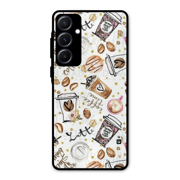 Cute Coffee Pattern Metal Back Case for Galaxy A55