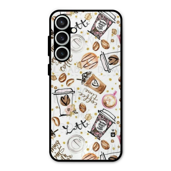 Cute Coffee Pattern Metal Back Case for Galaxy S23 FE