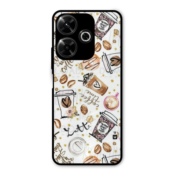Cute Coffee Pattern Metal Back Case for Poco M6 Plus
