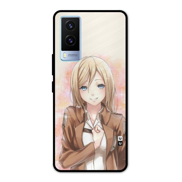 Cute Girl Art Metal Back Case for Vivo V21e 5G