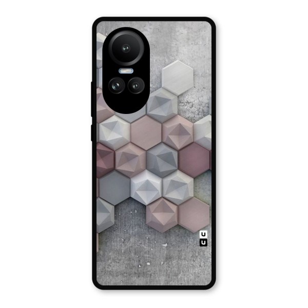 Cute Hexagonal Pattern Metal Back Case for Oppo Reno10 Pro