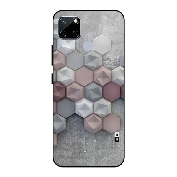 Cute Hexagonal Pattern Metal Back Case for Realme Narzo 30A