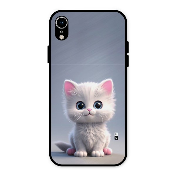 Cute Kitten Sitting Metal Back Case for iPhone XR